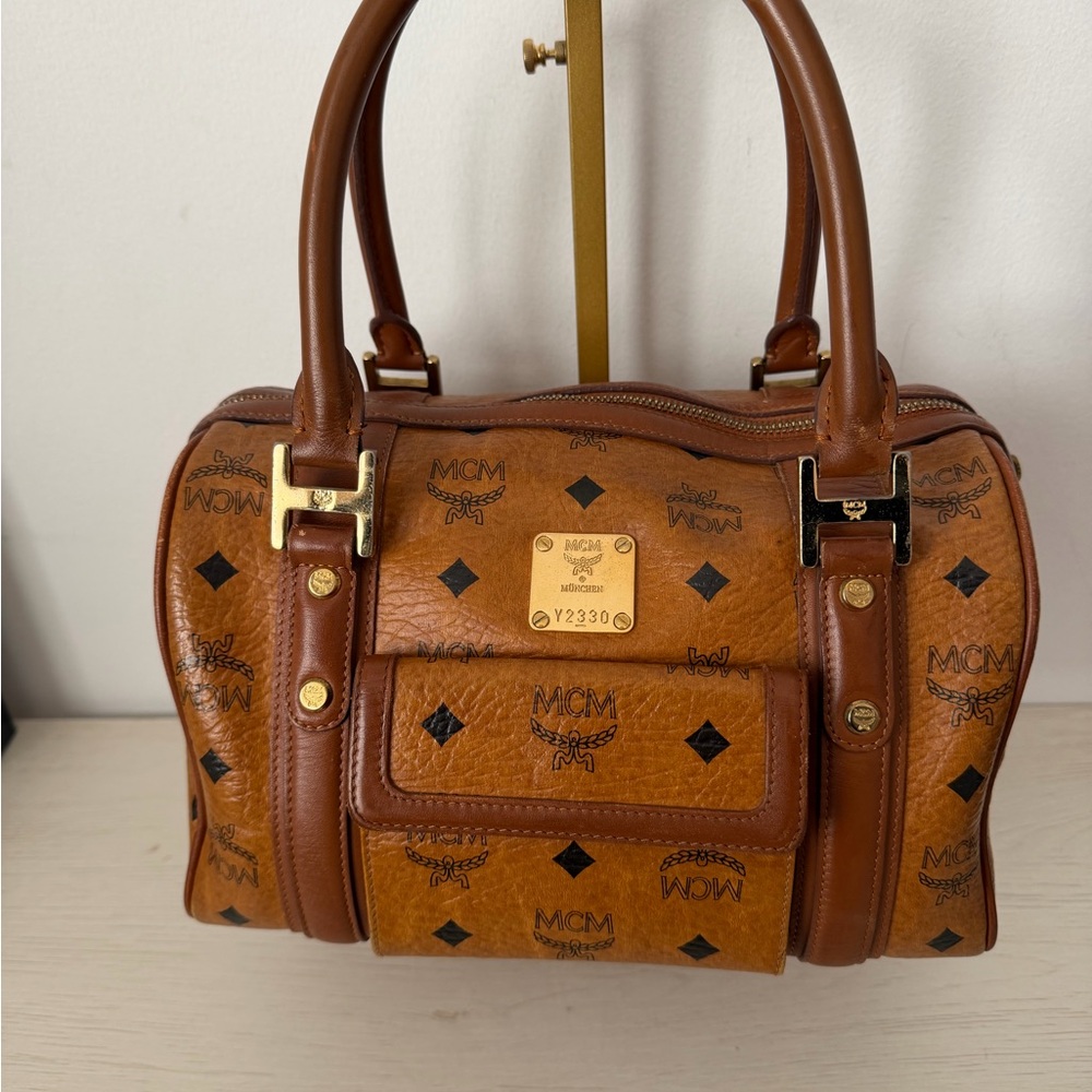 MCM Cognac Visetos Satchel